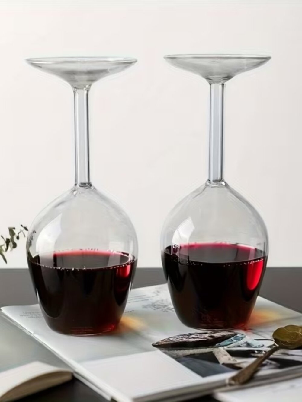 Set Of 2 Inverted Wine Glasses - Brand New - Fun & Unique Gift For Wine Drinkers